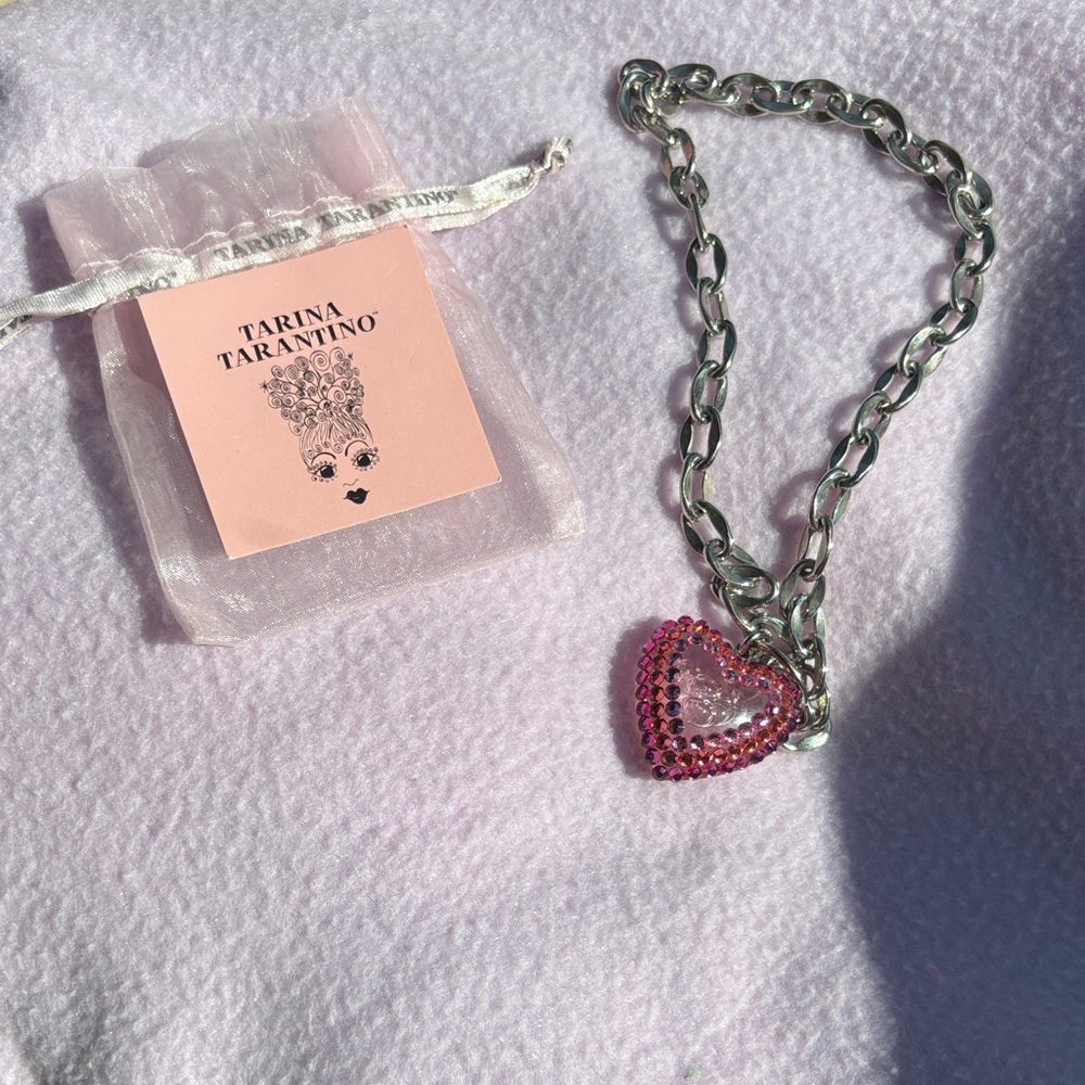 Tarina Tarantino Silver Chain with Pink Heart Pendant
